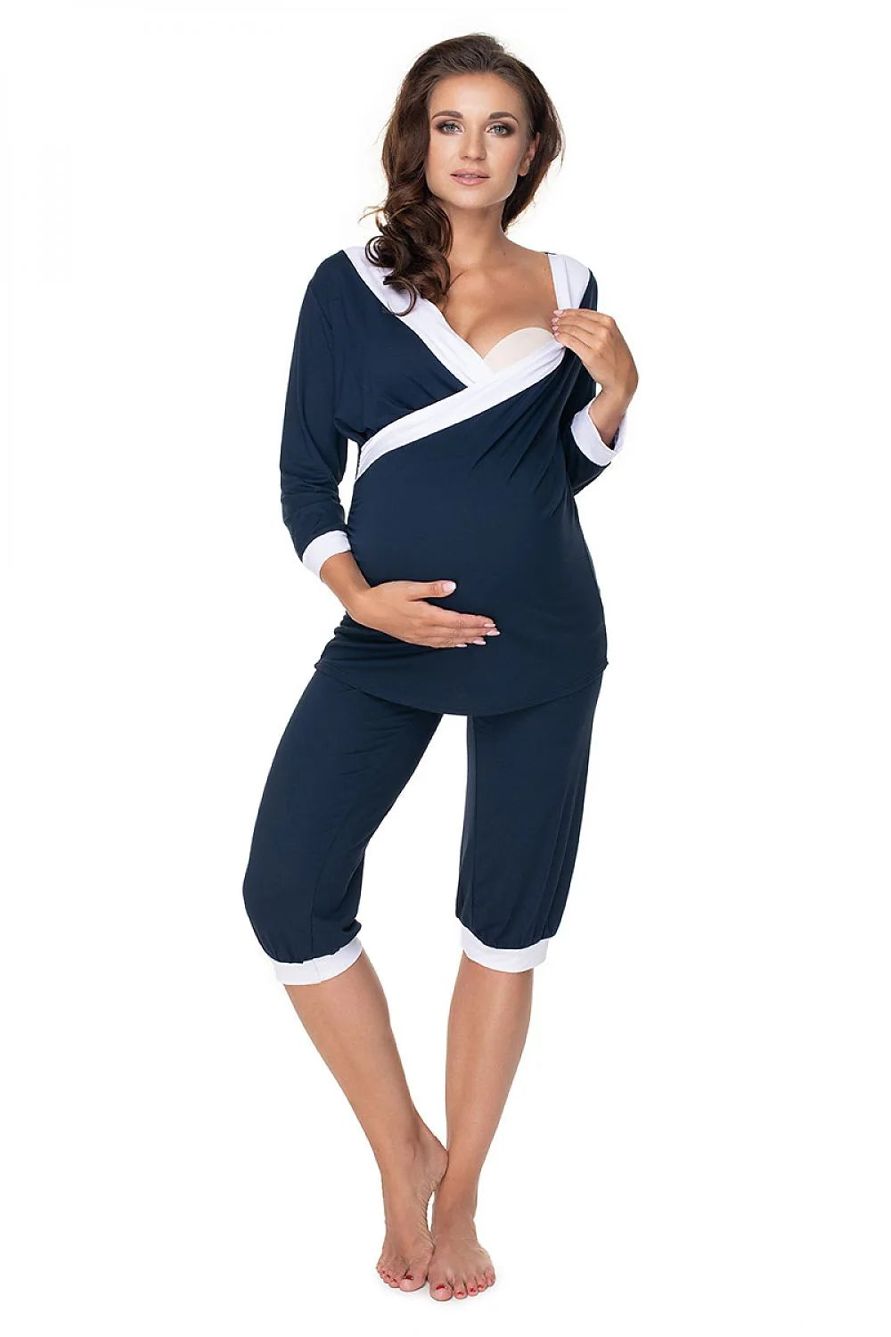 Pyjama de maternité en viscose, élégant et confortable, manches longues, idéal futures mamans élégantes nuit