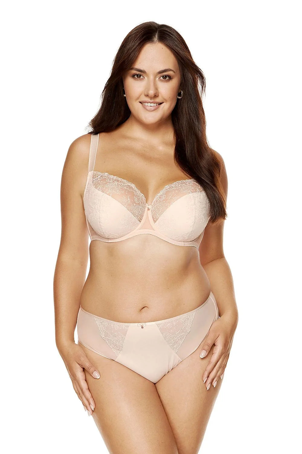Soutien-gorge à armatures dentelle florale Charme Semi-soft Gorteks femme nude culotte assortie