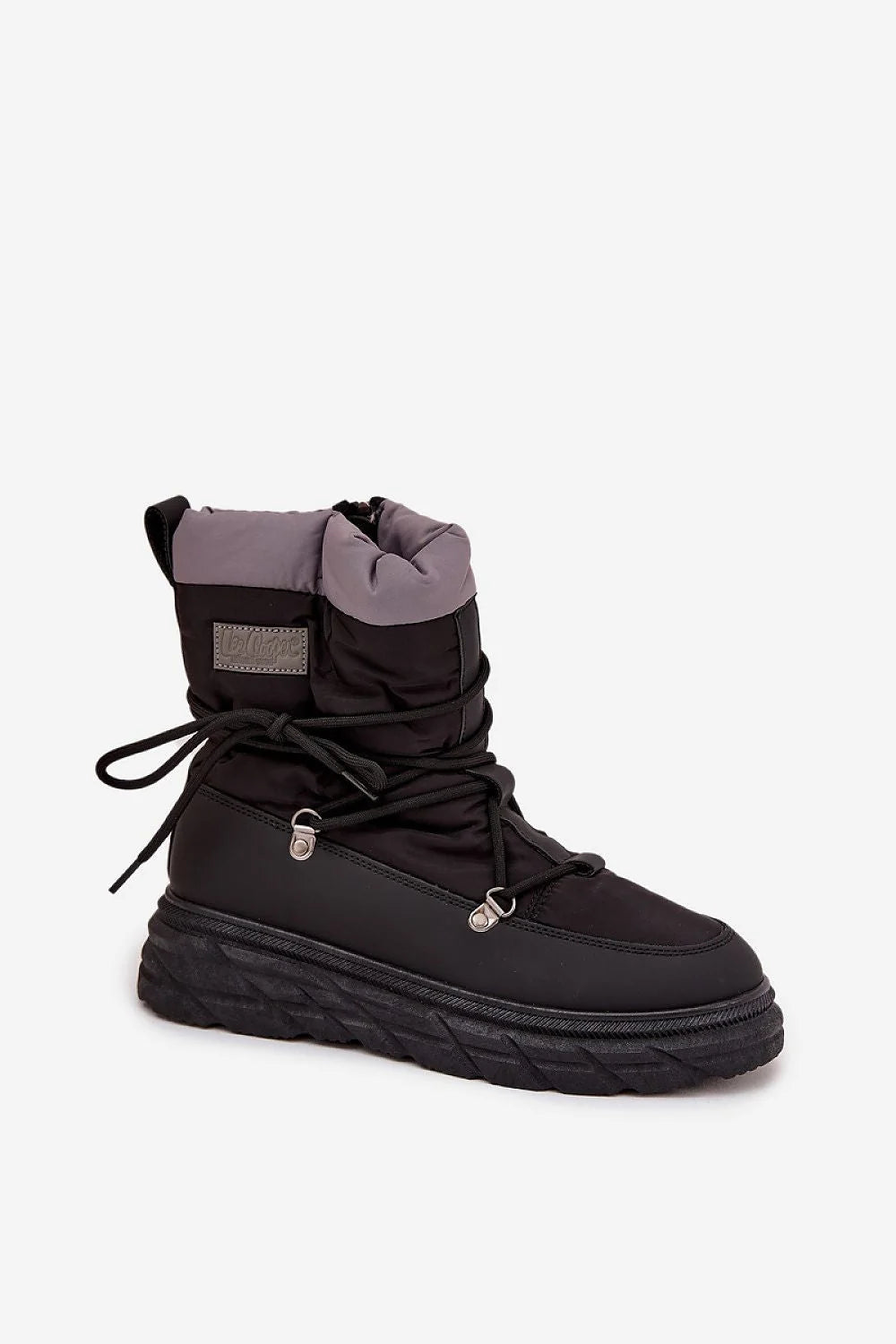 bottes neige femme Lee Cooper noires mi mollet matelassée nylon bord gris doublure fourrure chaleur plateforme crantée antidérapante