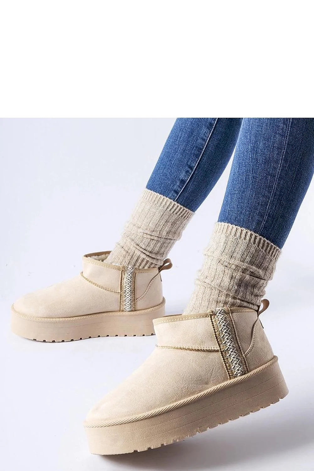 Bottines pour femmes style décontracté design minimaliste tige basse suédine beige clair semelle caoutchouc épaisse