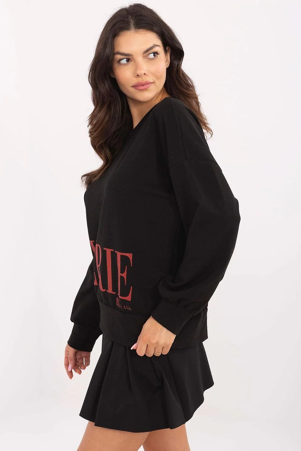 Sweatshirt Jupe Ensemble Femme Noir Confort Style Moderne Casual Occasions Polyvalent Look Décontracté Élégant