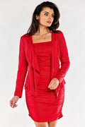 Blazer femme awama robe moulante cascade style moderne matelassé scintillant rouge vibrant occasion spéciale soirée mariage