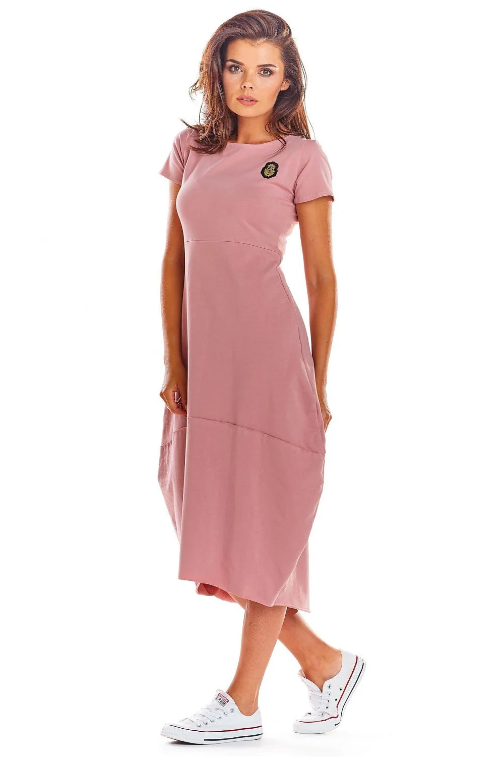 Robe de jour Infinite You longue fluide style moderne tissu coton jersey couleur rose doux femme occasion quotidienne