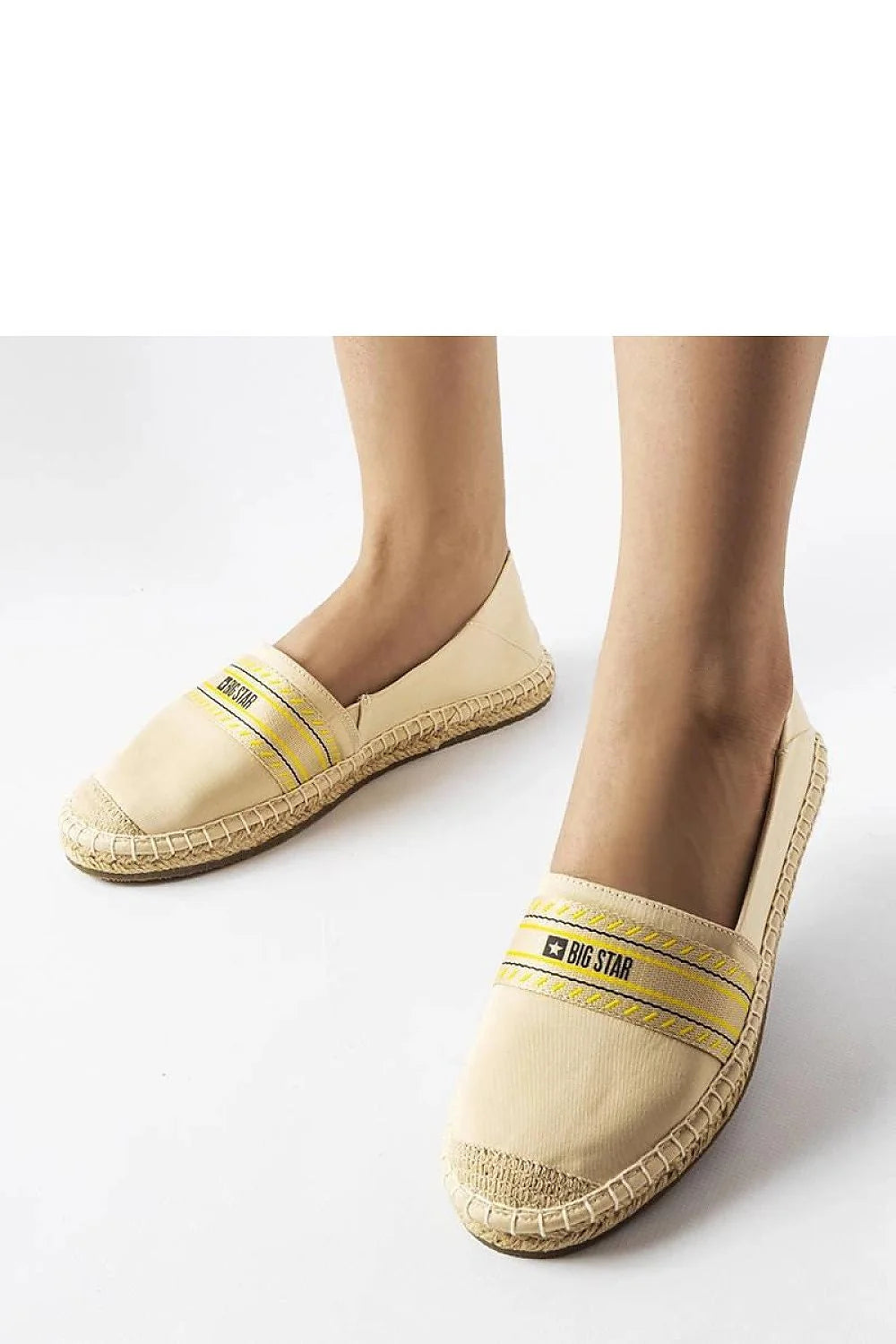 espadrilles femme beige basses slipon toile tissu bande elastique rayee jaune bleu semelle tressee jute caoutchouc antiderapante confortable respirantes