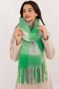 Écharpe en laine douce large à franges motifs colorés verts gris blanc pour femmes hiver élégance versatile