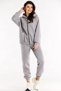 Pantalon survêtement femme décontracté modern élégant coton 95% élasthanne 5% ample ceinture élastique poches latérales bordures côtelées style sportif