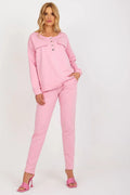 Ensemble Lakerta pour femme, sweat-shirt et pantalon rose clair, style moderne et confortable