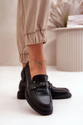 Moccasins élégants pour femmes Vinceza cuir naturel sangle métallique bout arrondi semelle cuir confortable 5 cm tige