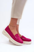 Mocassins pour femme en daim naturel style classique plateforme talon 6 cm couleur rose fuchsia