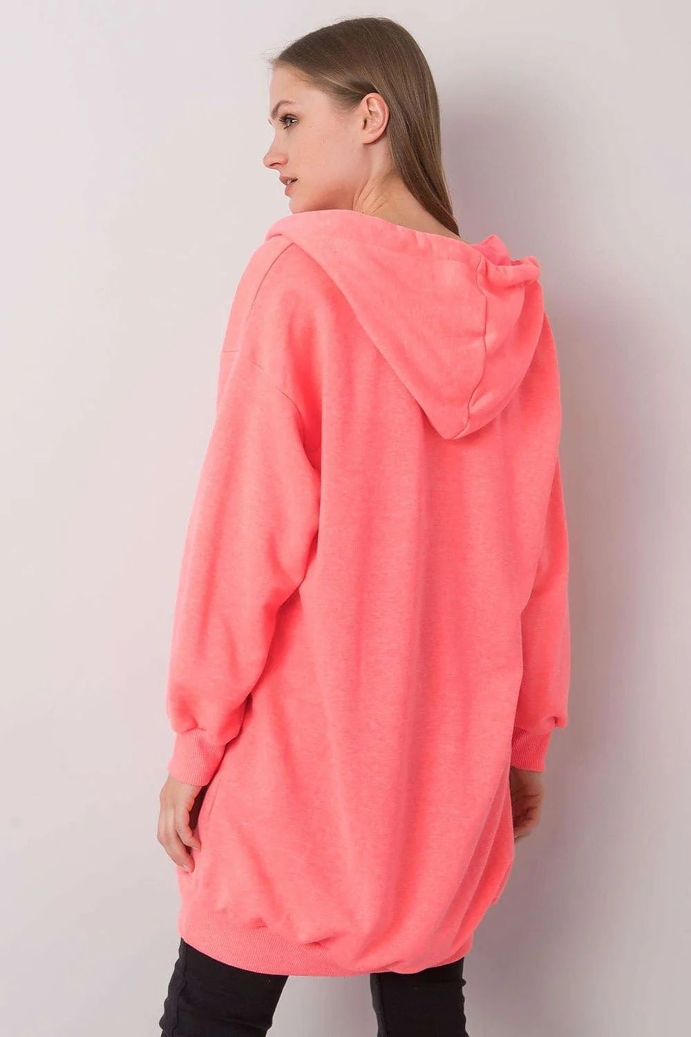 Sweatshirt à capuche pour femme moderne oversize couleur rose néon coton polyester poche kangourou style décontracté occasions multiples