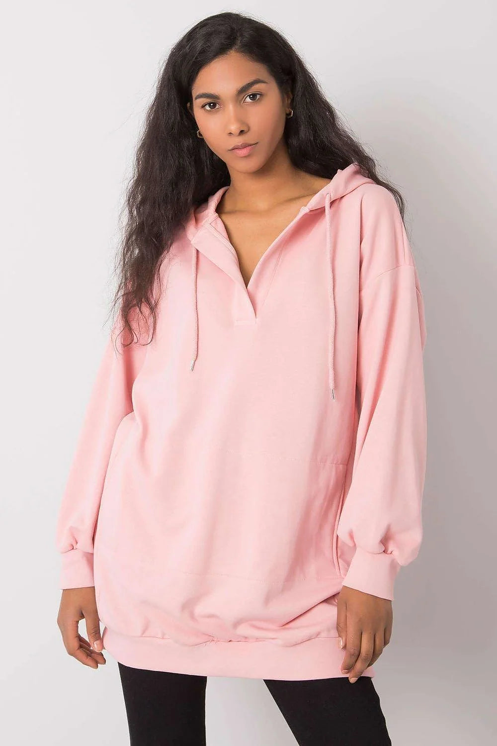 Sweatshirt à capuche pour femme moderne oversize couleur rose néon coton polyester poche kangourou style décontracté occasions multiples