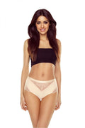 Culottes Lapinee en dentelle beige clair, taille haute, style élégant, lingerie féminine, haut en côtelé noir, ensemble raffiné pour femme