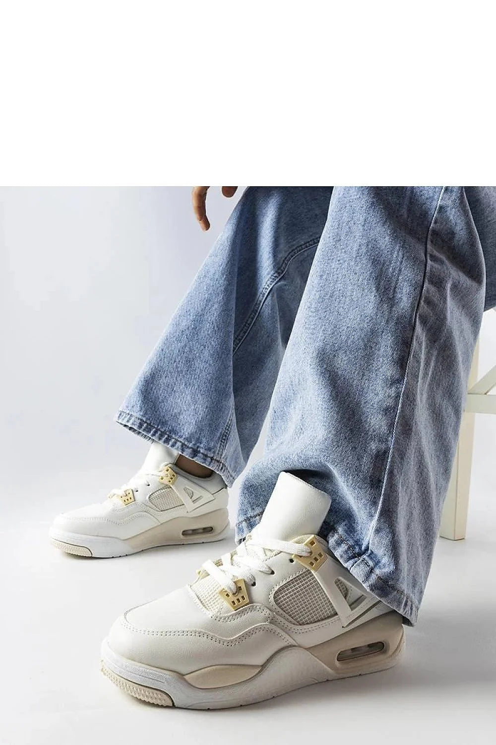 baskets Solea cuir synthétique maille crème écru basses rétro chunky respirantes œillets dorés semelle épaisse gomme air visible col rembourré