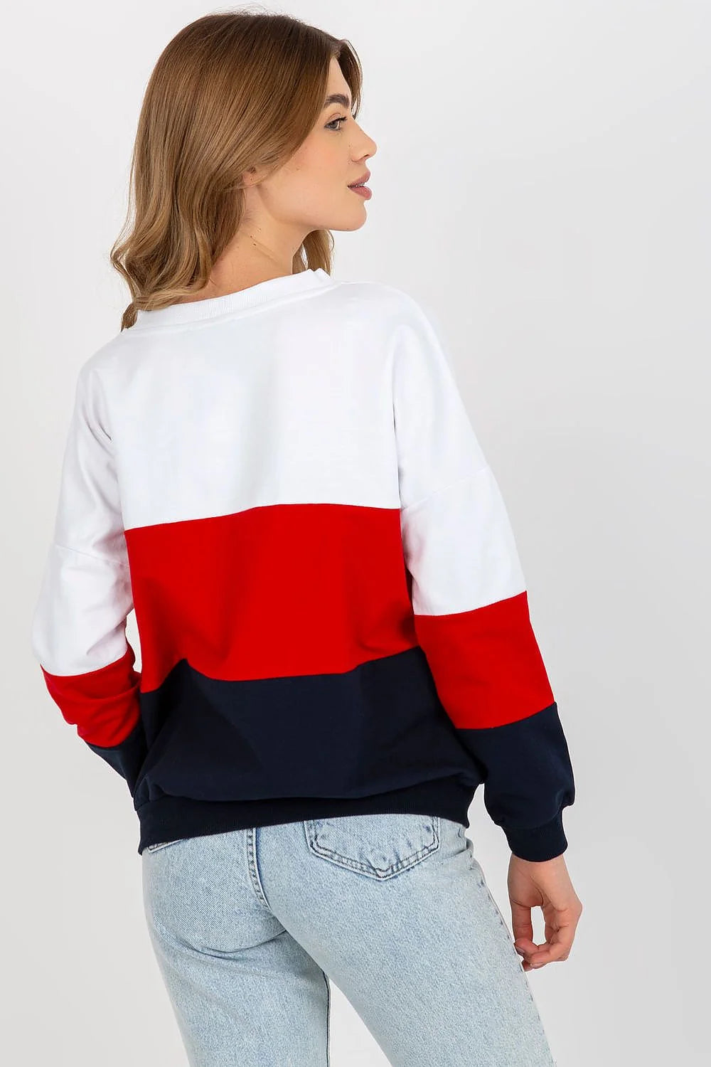 Sweatshirt femme Rue Paris manches longues en V blocs de couleur coton élasthanne confortable taille S M L XL