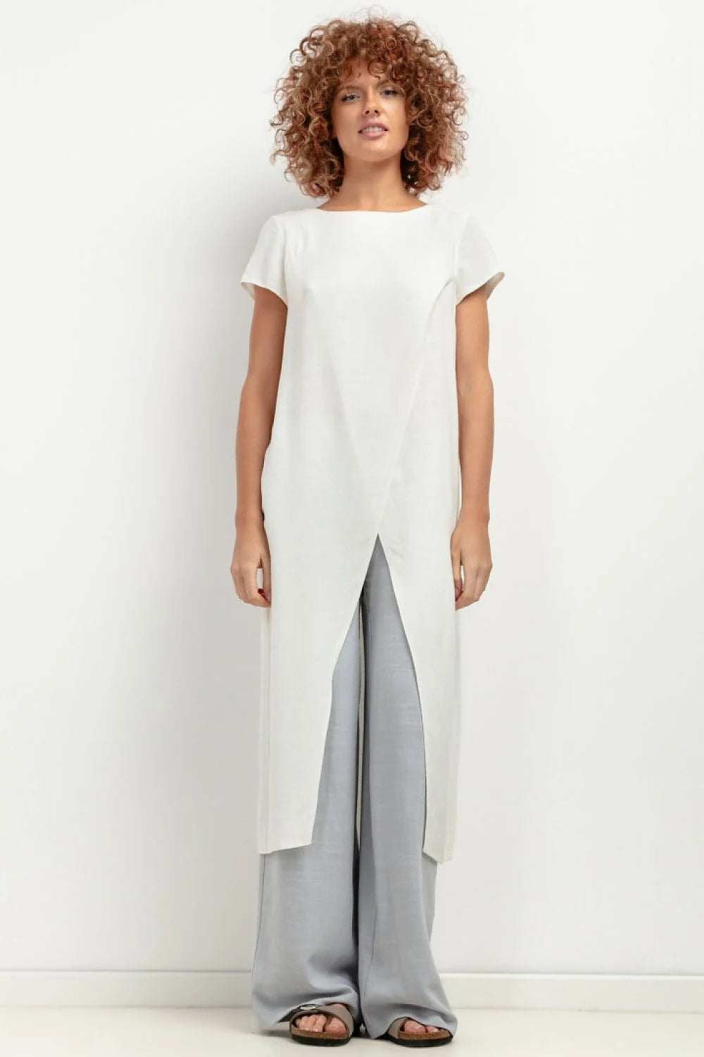 Tunique Tessita asymétrique en viscose et lin tendance été 2023 femmes style moderne coupe ample été