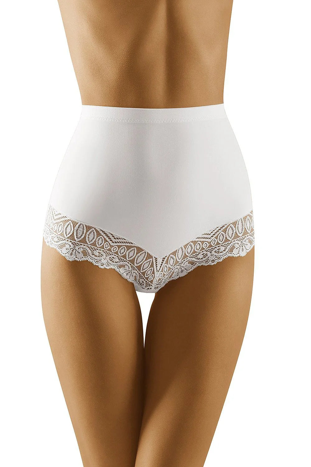 Culotte gainante taille haute en dentelle noire élégante florale ajourée maintien doux ventre plat