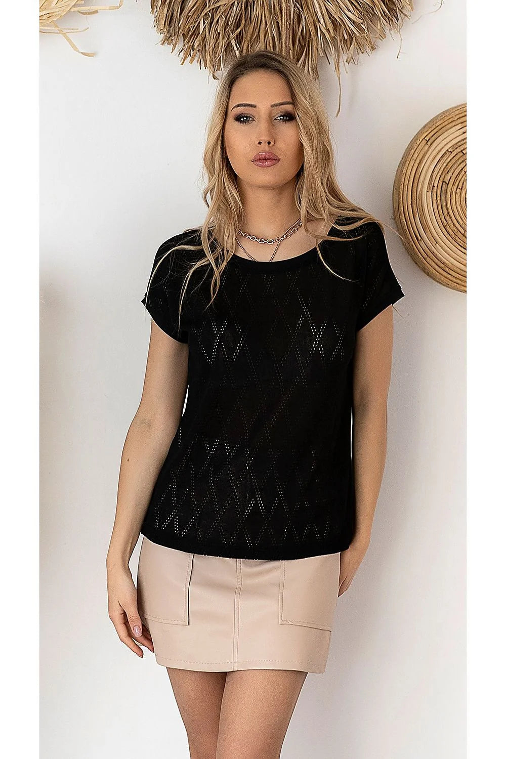 T-shirt blanc ajouré en crochet chic et décontracté pour femmes modernes printemps été mode