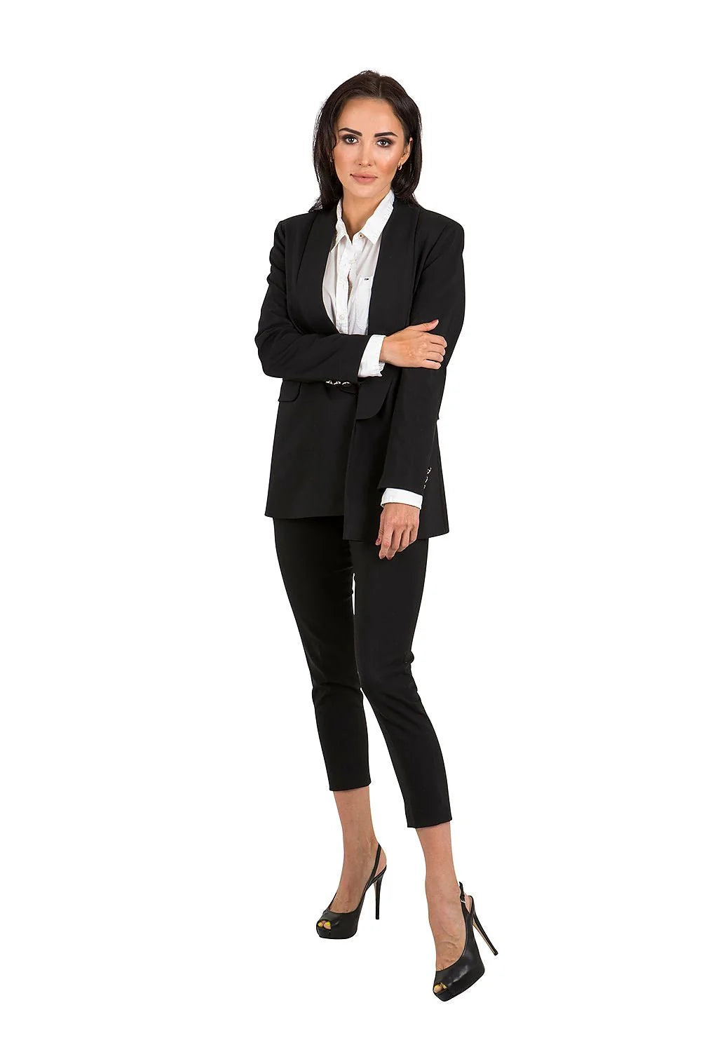 Veste et pantalon tailleur pour femme style professionnel élégant rose pâle matière légère extensible