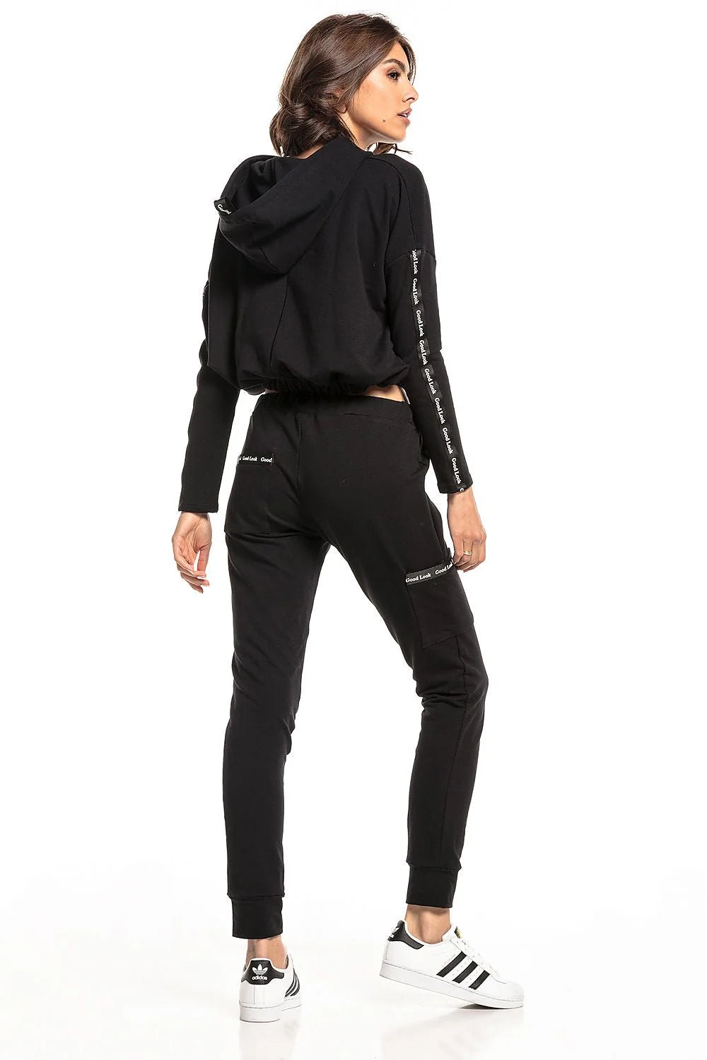 Ensemble sport femme coton bordeaux confort urbain bandes contrastées jogging capuche détente active