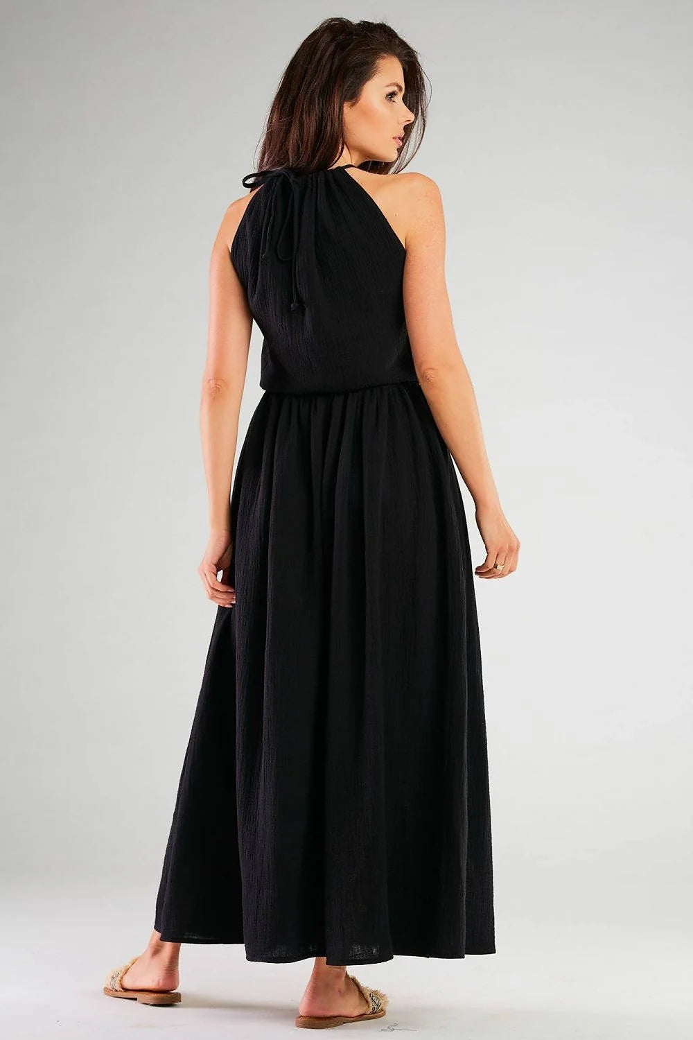 Robe de jour Infinite You style élégant fluide sans manches encolure halter coton lycra Made in Poland