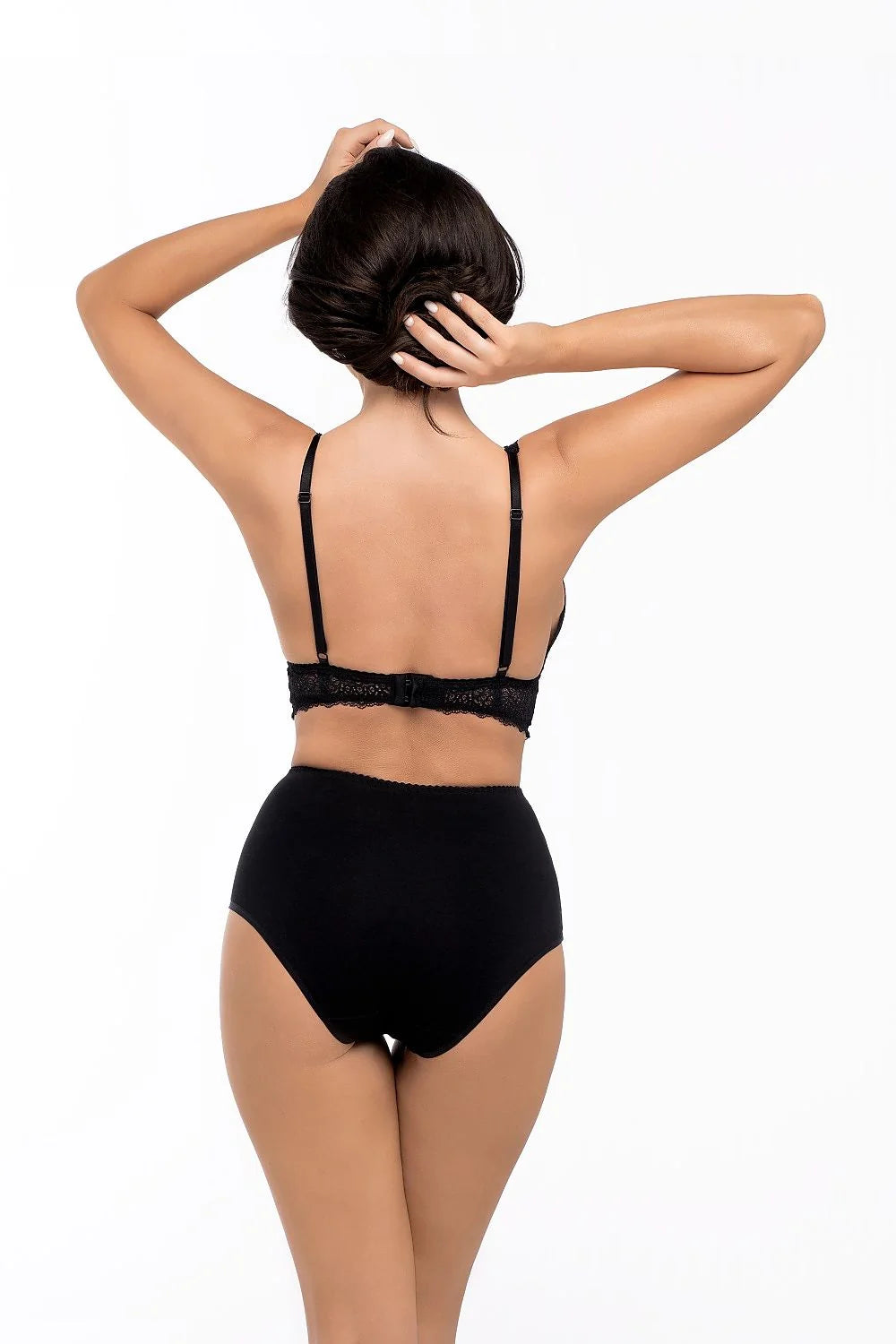 Lingerie féminine dentelle noire ensembles soutien-gorge culotte taille haute non armaturé confort moderne élégance