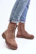 bottines montantes femme daim suédé écologique taupe lacets zippée œillets bout rond semelle crantée antidérapante talon compensé plateforme contrefort renforcé