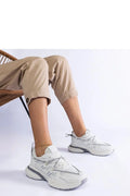 baskets femmes Solea volumineuses contemporaines semelles épaisses cuir écologique confortables légères respirantes blanc cassé gris texturées