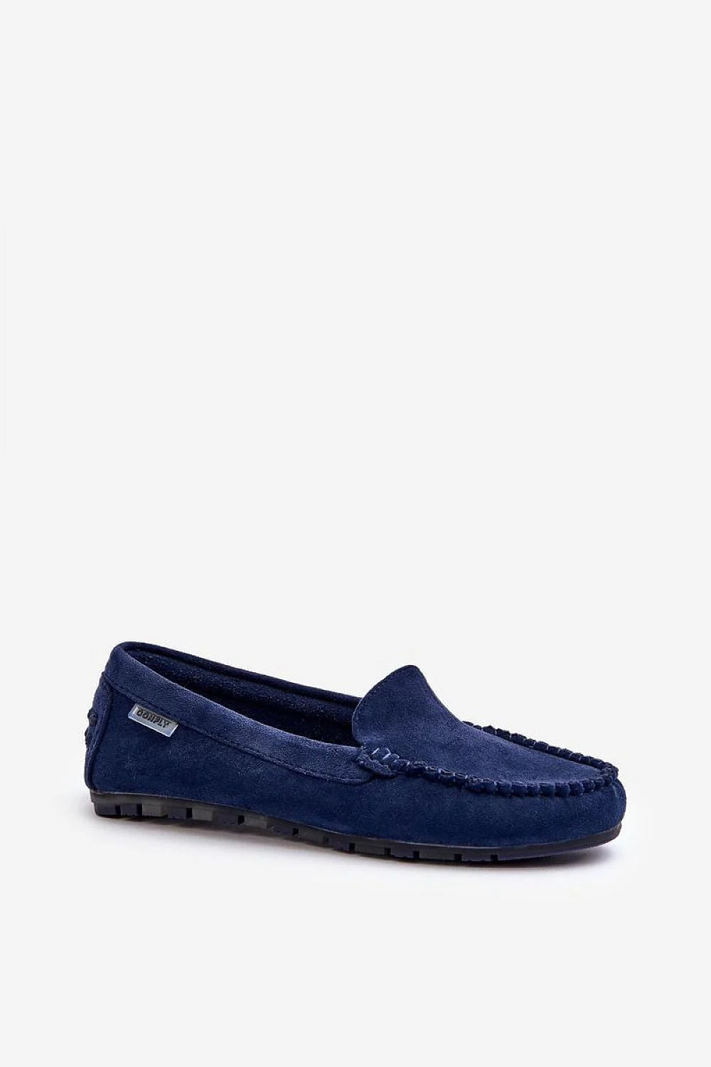 Mocassins pour femmes en cuir suédé bleu marine classiques style décontracté occasion quotidienne et légèrement formelle