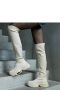 Bottes hautes cuissardes pour femme design moderne en tissu côtelé style sport-chic automne-hiver 2023