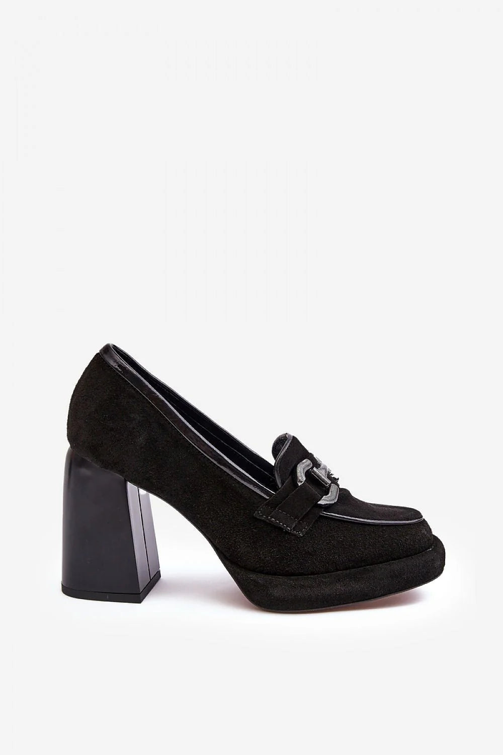 escarpins talonlarge talonbloc talonhaut plateforme2cm boutarrondi cuir naturel semelle cuir souple semelleexterieure renforcee noir sophistiqué chic boucleargentee liseréverni