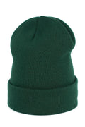 Bonnet d'hiver tricoté vert foncé pour femme, coupe classique, matériau acrylique et polyamide, fabrication en Pologne