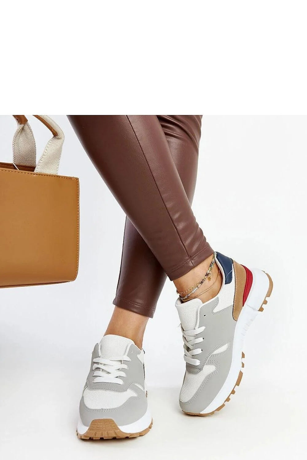 Baskets pour femmes modernes polyvalentes design basse couleur multicolore confortable lacets blancs cuir synthétique maille