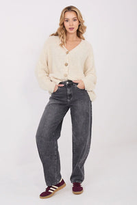 cardigan femme oversize maille bouclée écru colV classique boutons effetbois mancheslongues ballon coupecourte mihauteur texturemoelleuse chenille cosy casual chaud confortable