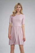 Robe élégante en viscose élasthanne rose coupe A-ligne manches courtes pour journées estivales féminines