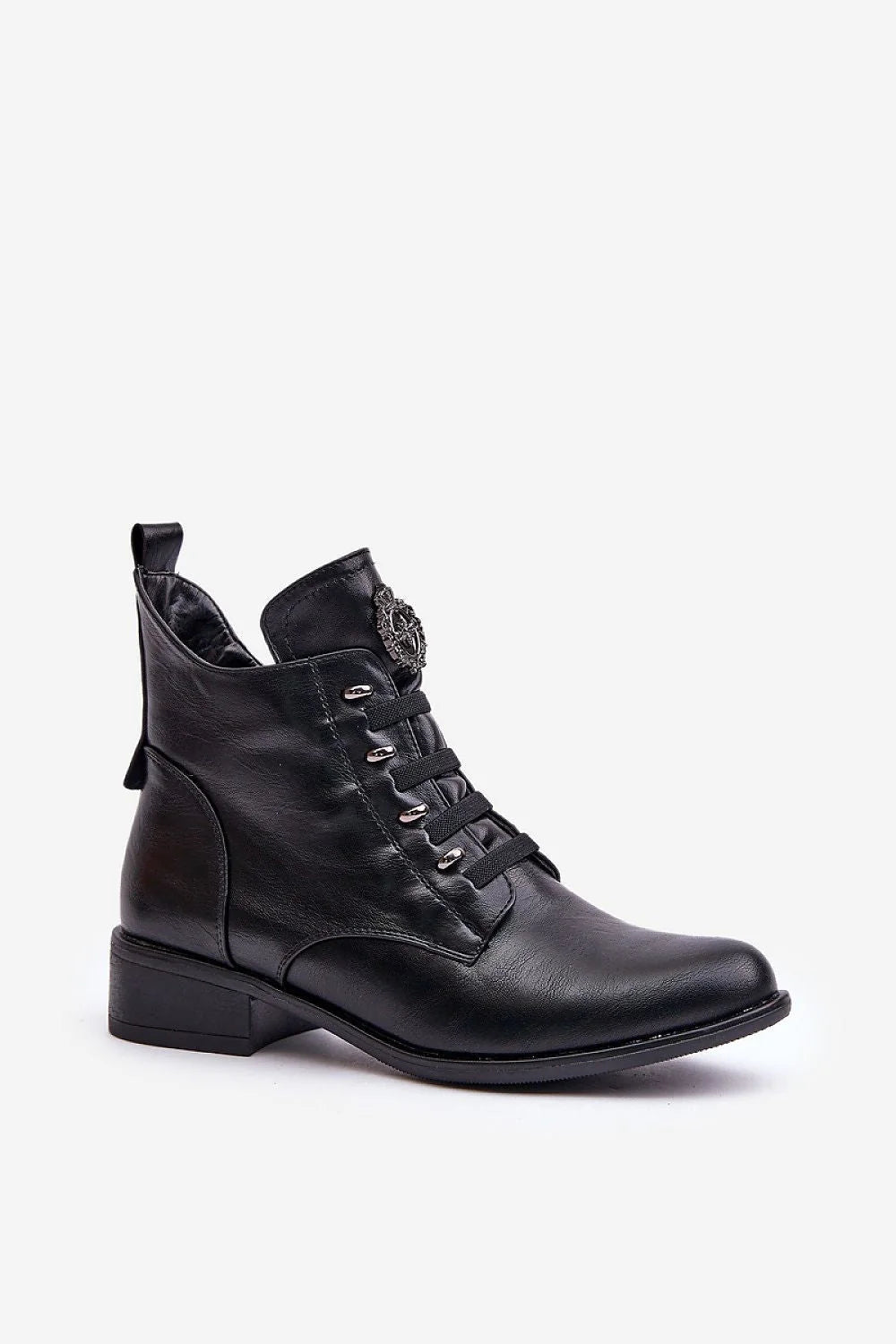 Bottines féminines élégantes style moderne similicuir noir talon bas carré zip latéral occasion quotidienne