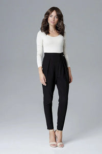 Combinaison pantalon coton élégante chic minimaliste noir et blanc manches longues femme mode soirée