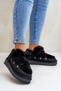 bottes neige femme cuir artificiel fourrées synthétique chaudes semelle caoutchouc crantée plateforme épaisse adhérente lacets œillets métalliques argentés