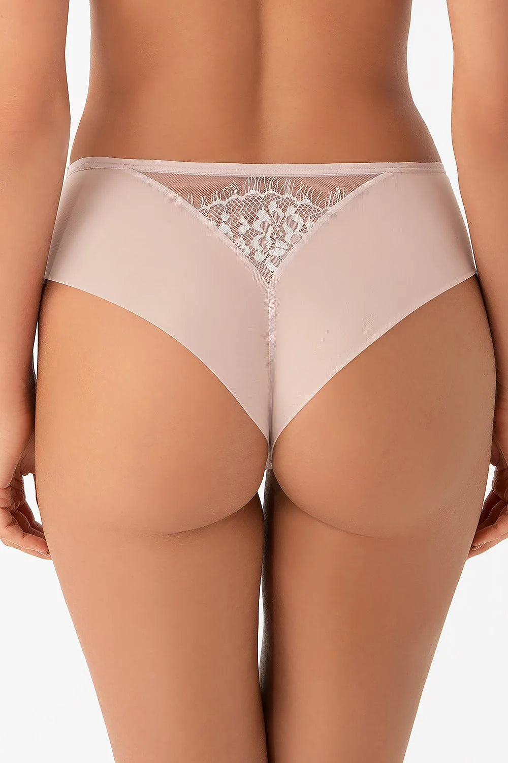Culottes brésiliennes Gorsenia Lingerie design élégant dentelle florale couleur chair pêche pâle taille haute confort maintien ladies