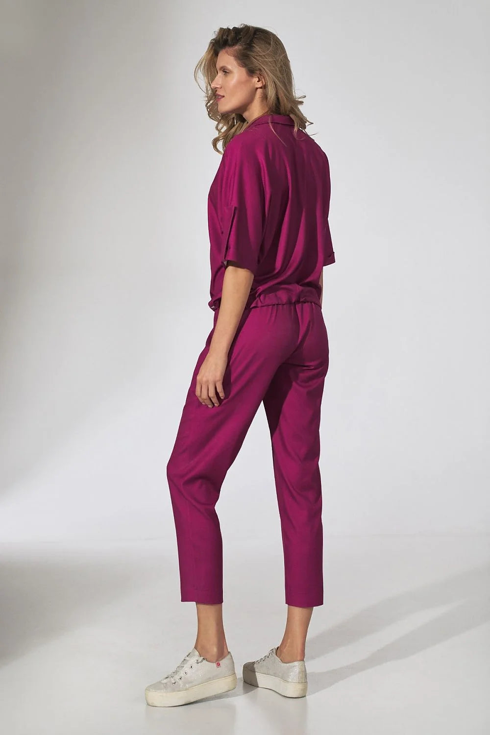 Ensemble deux pièces femme en viscose coupe ample rose pêche élégant et confortable casual chic