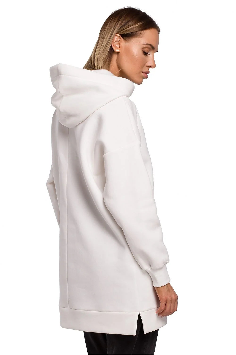 Sweat à capuche blanc coton polyester ample confortable avec poche kangourou pour style décontracté femmes