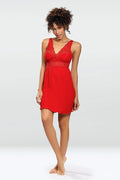 Nuisette rouge vif en dentelle, style romantique, décolleté en V, lingerie sexy élégante femmes
