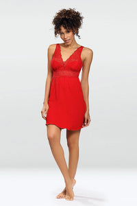 Nuisette rouge vif en dentelle, style romantique, décolleté en V, lingerie sexy élégante femmes