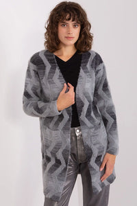 Cardigan femme motif géométrique long manches longues sans fermeture élégant polyvalent hiver automne vêtement mode