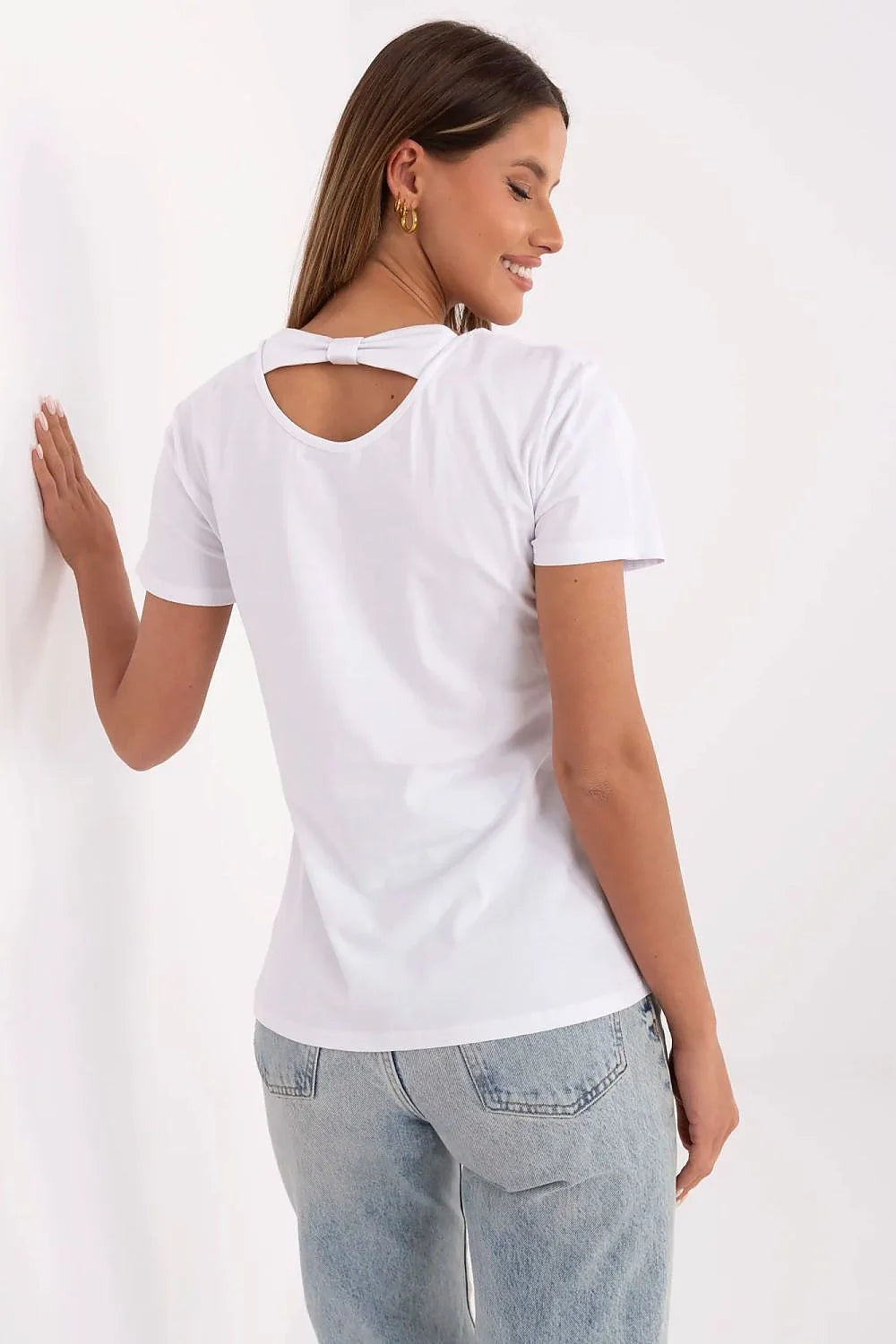 T-shirt pour femmes impression ours en peluche paillettes dorées manches courtes coton élasthanne col rond classique