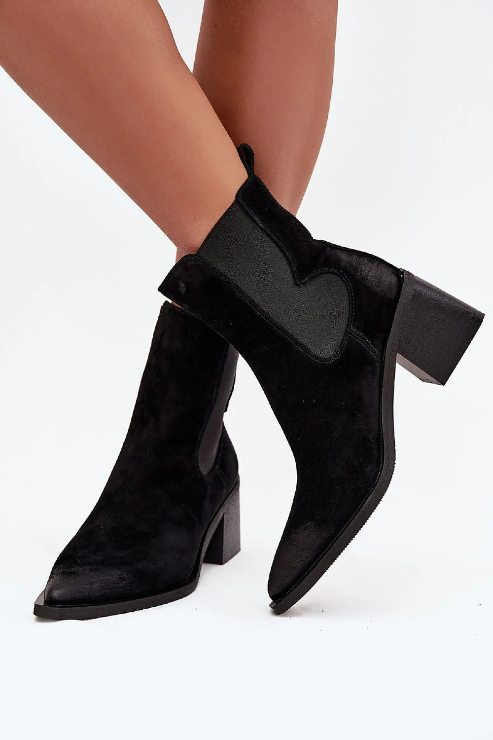 bottines femme chelsea western chic suédine daim cuir bout pointu talon pilier stable bloc moyen confortable doublure chaude