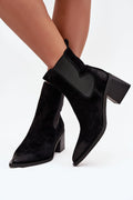 bottines femme chelsea western chic suédine daim cuir bout pointu talon pilier stable bloc moyen confortable doublure chaude