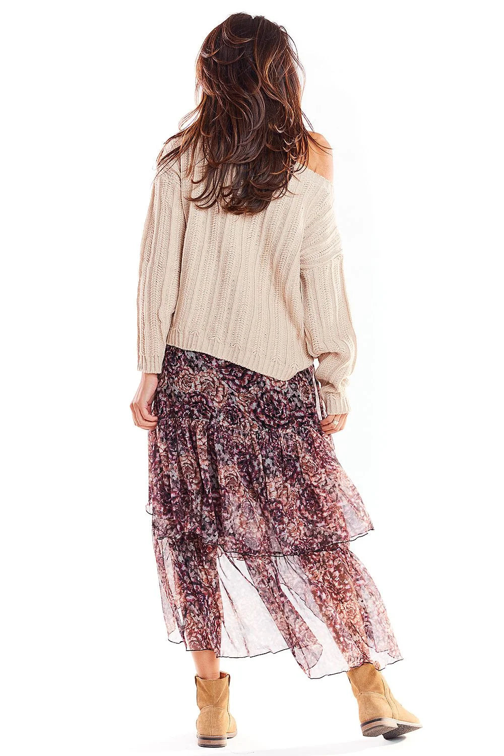 Jupe maxi en mousseline de soie imprimée florale asymétrique élégante femme confortable chic moderne