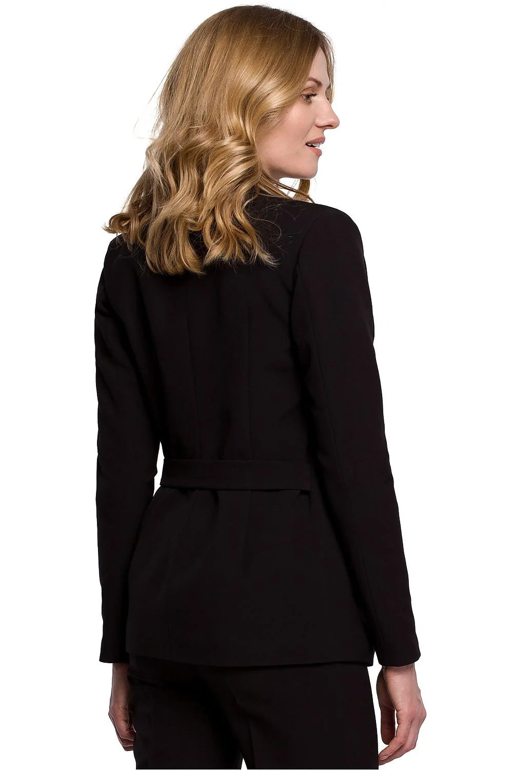 Blazer femme noir polyester élégant moderne coupe ajustée chic tenue professionnelle bureau style chic