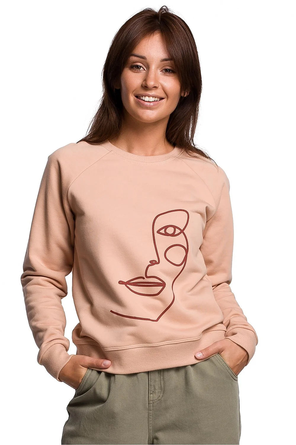 Sweatshirt Be Wear pour femme, design artistique, couleur noire, coupe droite, manches longues, tissu coton polyester, confort et style urbain