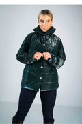 Veste matelassée brillante pour femme longueur hanche col montant style moderne polyester 100 %